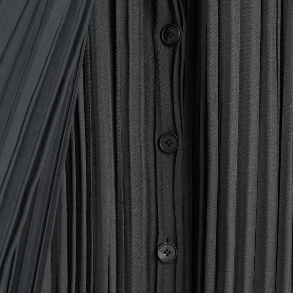 Issey Miyake Archival Rare Grey Pleated Scarf-Collar Button-Front Duster - Picture 6 of 10